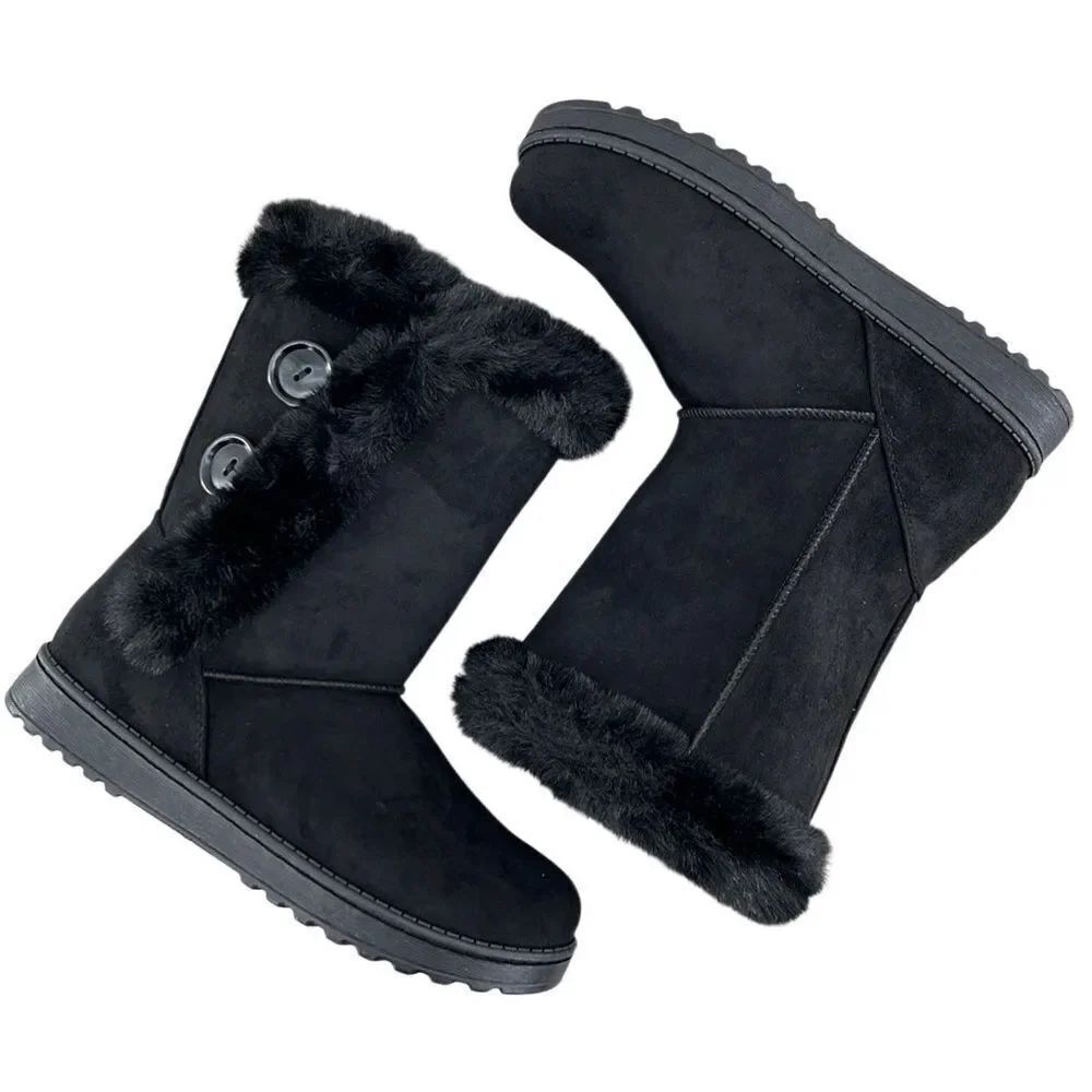 Women’s Black Cozy Abigail Faux-Fur Winter Boots Size 9